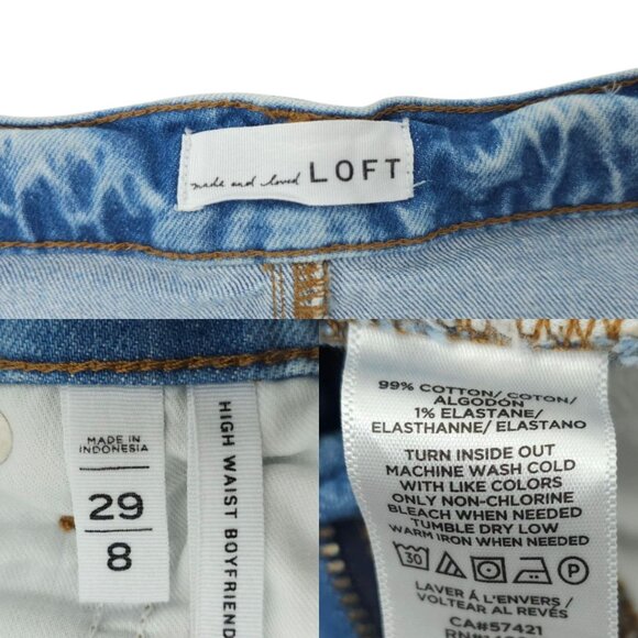 Loft High Waist Boyfriend Jeans Womens 29/8 High Rise Distressed Ripped Denim - Picture 8 of 15